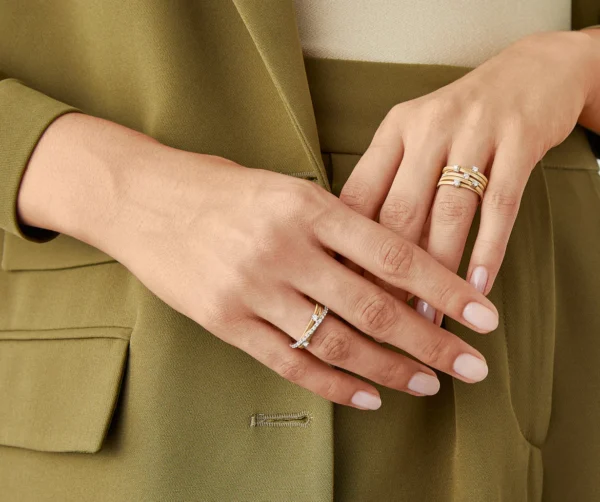 Marco Bicego Goa Ring - 18K Yellow Gold Five-strand Ring with Five Diamonds - Image 2