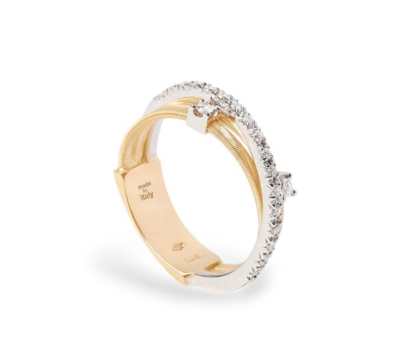 Marco Bicego Goa Ring - 18K Yellow Gold Three-strand Ring with Diamonds - Image 3
