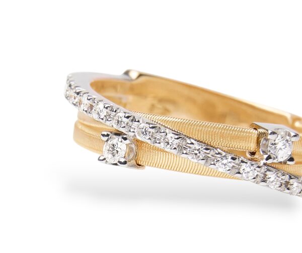 Marco Bicego Goa Ring - 18K Yellow Gold Three-strand Ring with Diamonds - Image 4