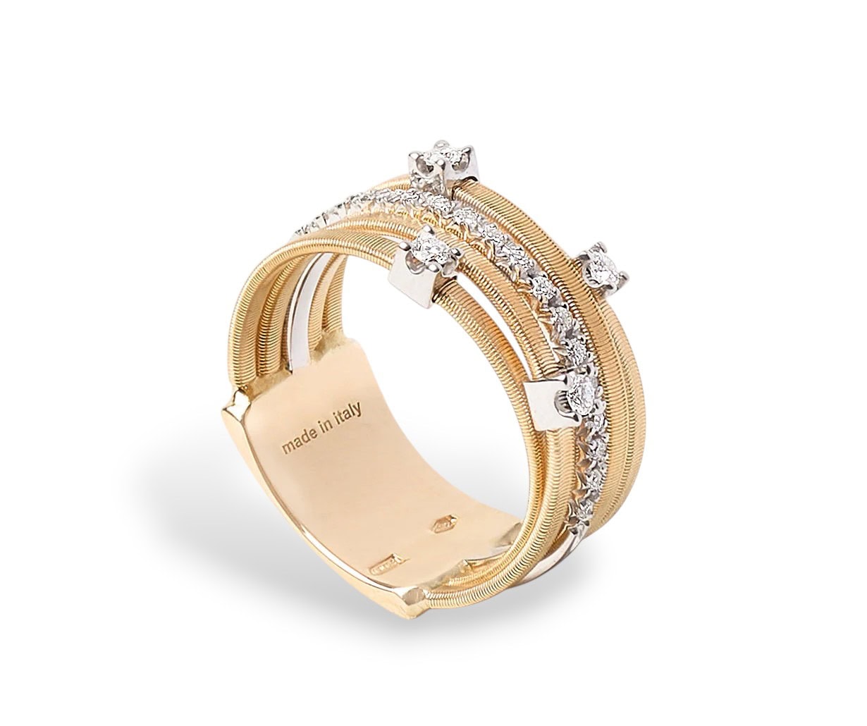 Marco Bicego Goa Ring - 18K Yellow Gold Five-strand Ring with Diamonds - Image 4