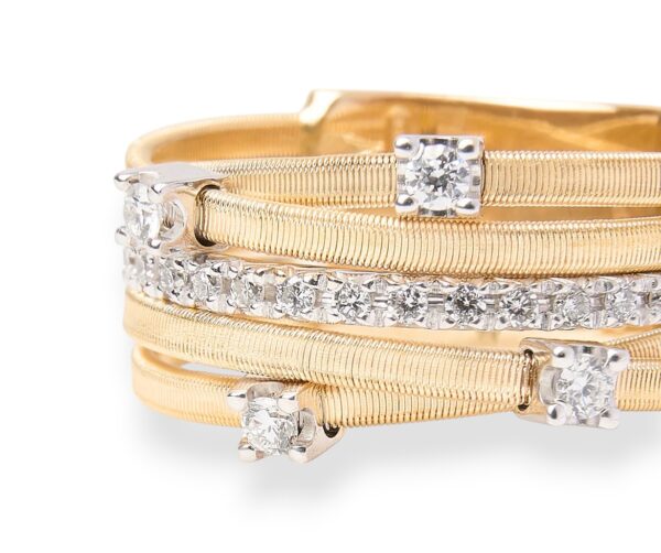 Marco Bicego Goa Ring - 18K Yellow Gold Five-strand Ring with Diamonds - Image 3
