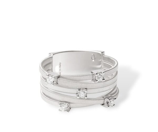 Marco Bicego Goa Ring - 18K White Gold Five-strand Ring with Diamonds - Image 3