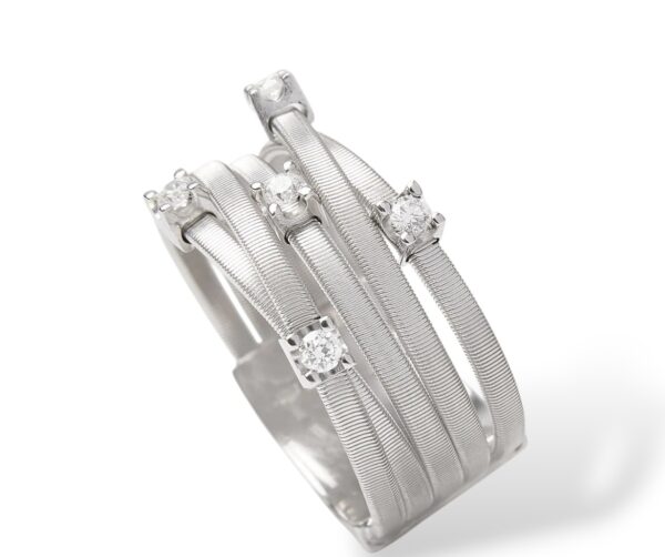 Marco Bicego Goa Ring - 18K White Gold Five-strand Ring with Diamonds - Image 4