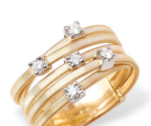 Marco Bicego Goa Ring - 18K Yellow Gold Five-strand Ring with Five Diamonds - Image 4