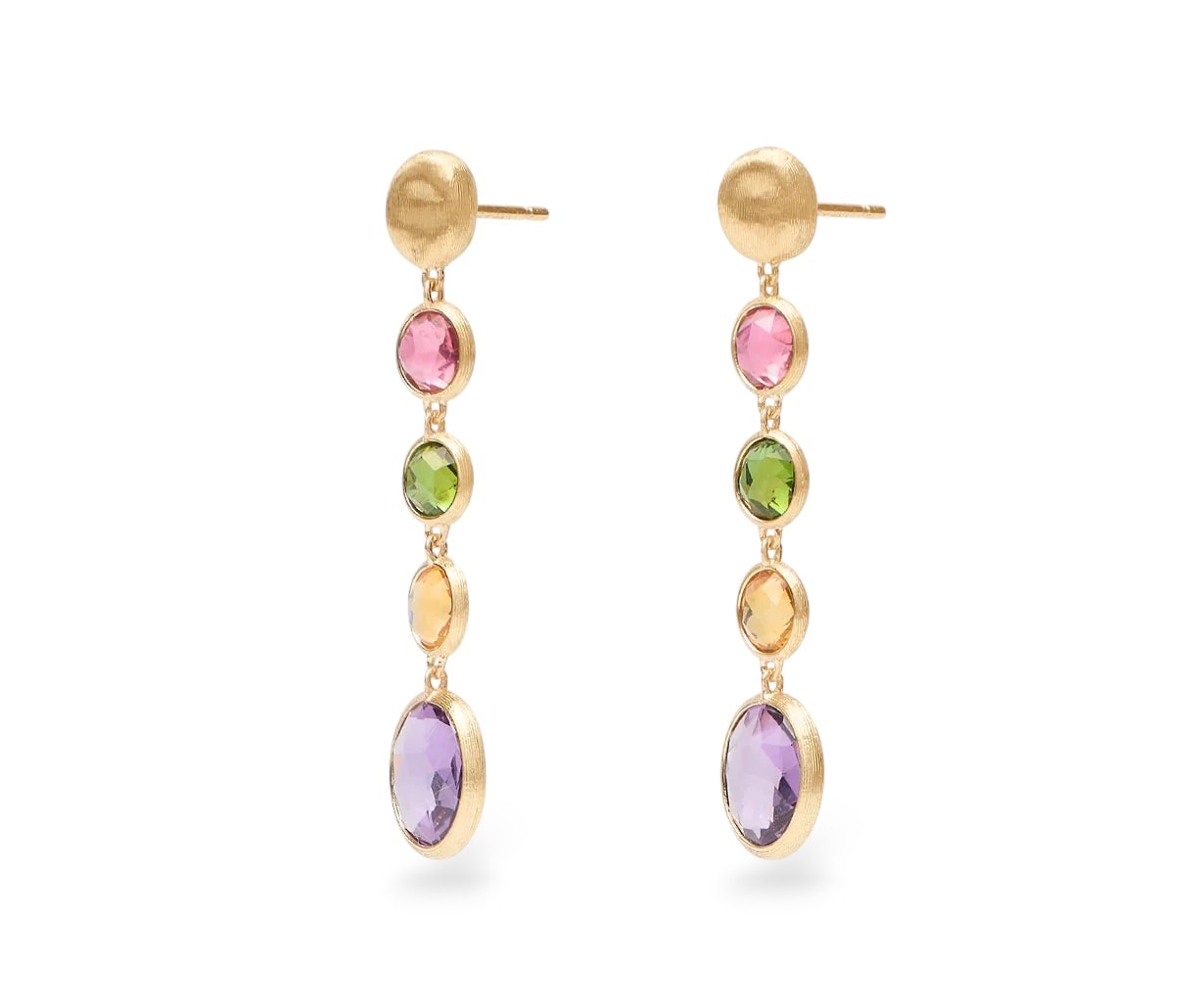Marco Bicego Jaipur Earrings - Yellow Gold Multicoloured Drop Earrings - Image 4