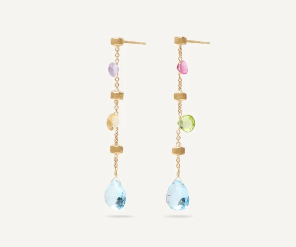 Marco Bicego Paradise Earrings - Yellow Gold Multicolored Drop Earrings - Image 4