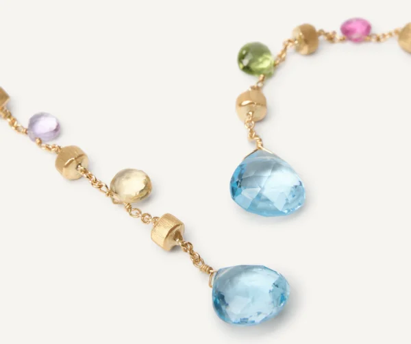 Marco Bicego Paradise Earrings - Yellow Gold Multicolored Drop Earrings - Image 3