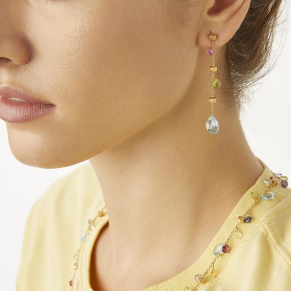 Marco Bicego Paradise Earrings - Yellow Gold Multicolored Drop Earrings - Image 2