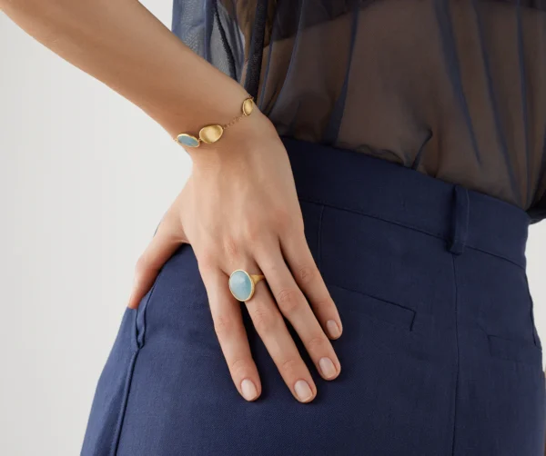 Lunaria Gold ring with Aquamarine - Image 2