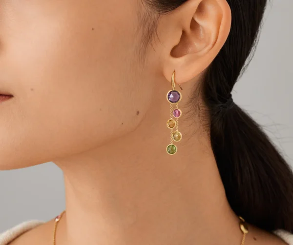 Jaipur Gold earrings with Gemstones - Image 2