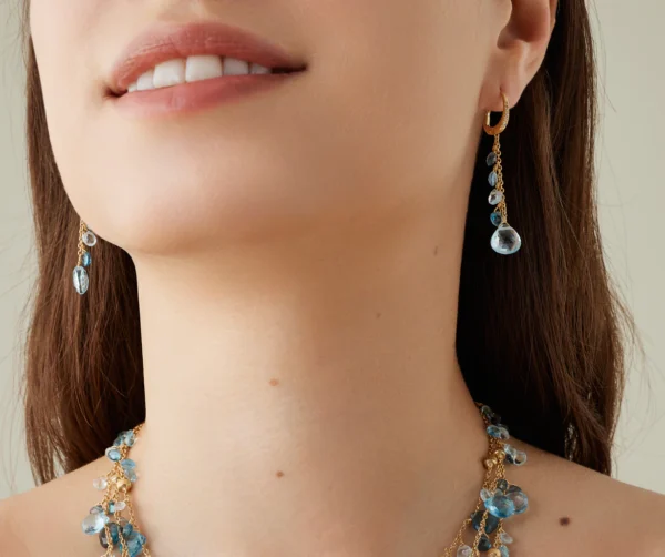 Paradise Blue Topaz & Diamond earrings - Image 2