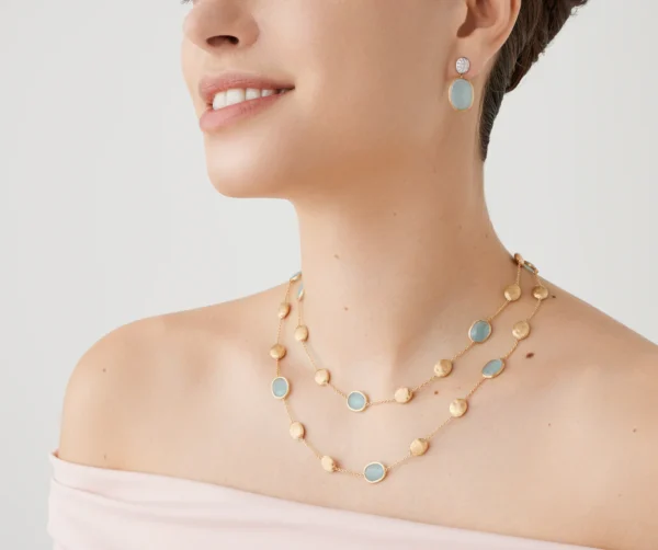 Siviglia Gold earrings with Aquamarines and Diamonds - Image 2